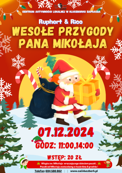 Spektakl dla dzieci Rupert i Rico „Wesołe Przygody Pana Mikołaja” 7 grudnia godz.11:00 i 14:00